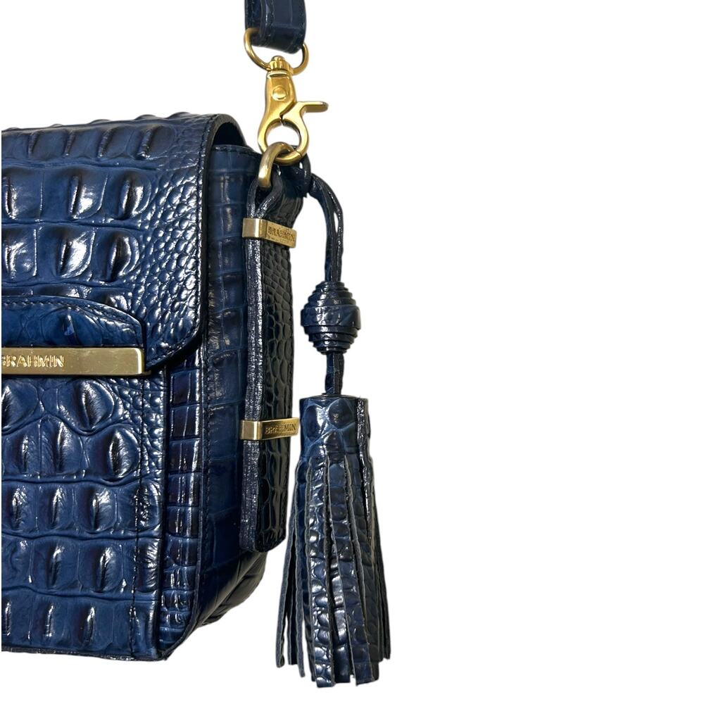 Brahmin, 'Sloane' Croc Small Camera, Phone Bag, Navy Melbourne, Genuine Leather - Picture 8 of 14
